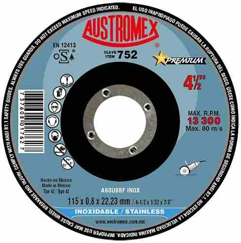 DISCO ABRASIVO 41/2"X1/32"X7/8" PREMIUM INOX