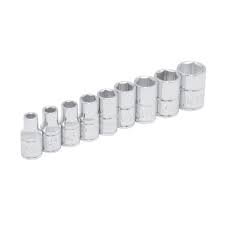 Juego de 9 dados en pulgadas 1/4" en riel