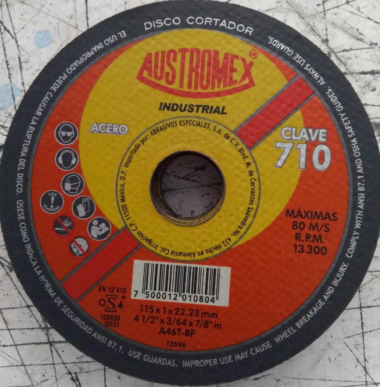 DISCO ABRASIVO 41/2"X1MMX7/8 INDUSTRIAL FERRO