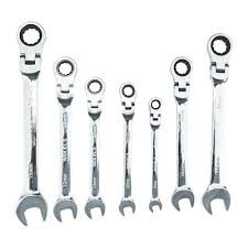 SET DE LLAVES COMBINADAS CON MATRACA CABEZA FLEXIBLE 7 PZS