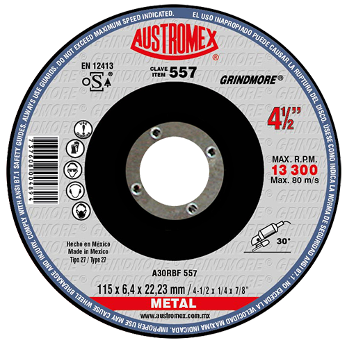 DISCO ABRASIVO 41/2"X1/4"X7/8" GRINDMORE