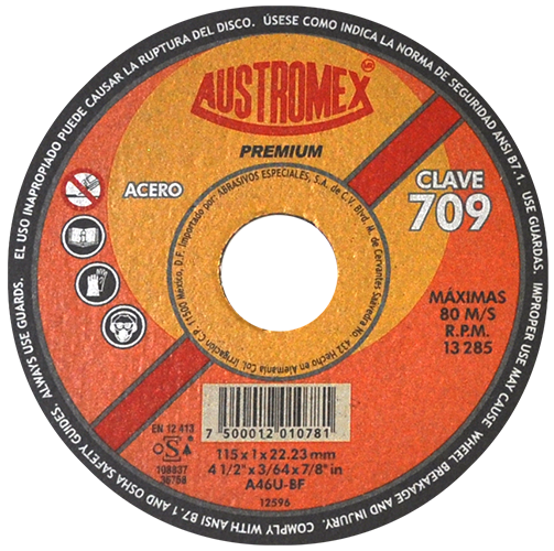 DISCO ABRASIVO 41/2"X1MMX7/8" PREMIUM FERROSO