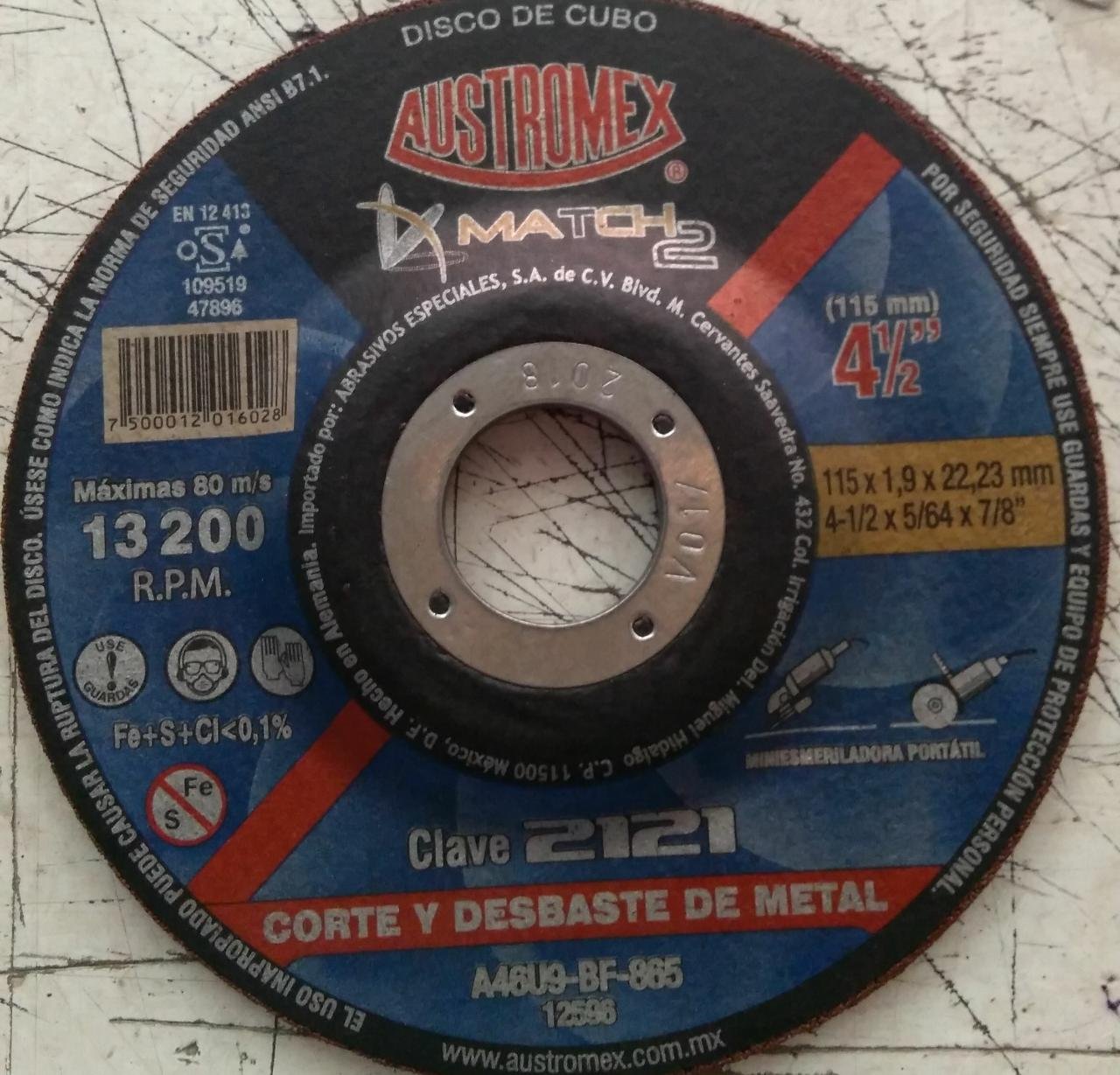 DISCO ABRASIVO 41/2" 115MM